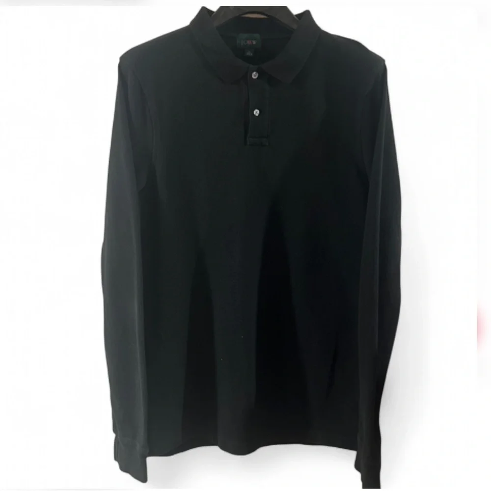 J. Crew Classic Long Sleeve Black Cotton Polo Shirt Size Men’s Large Tall